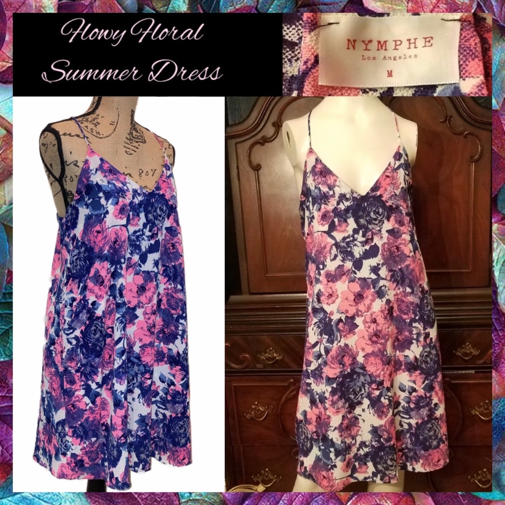 GUC Nymph Flowy Slip/Cami Boho Summer Shift Dress - Picture 1 of 7